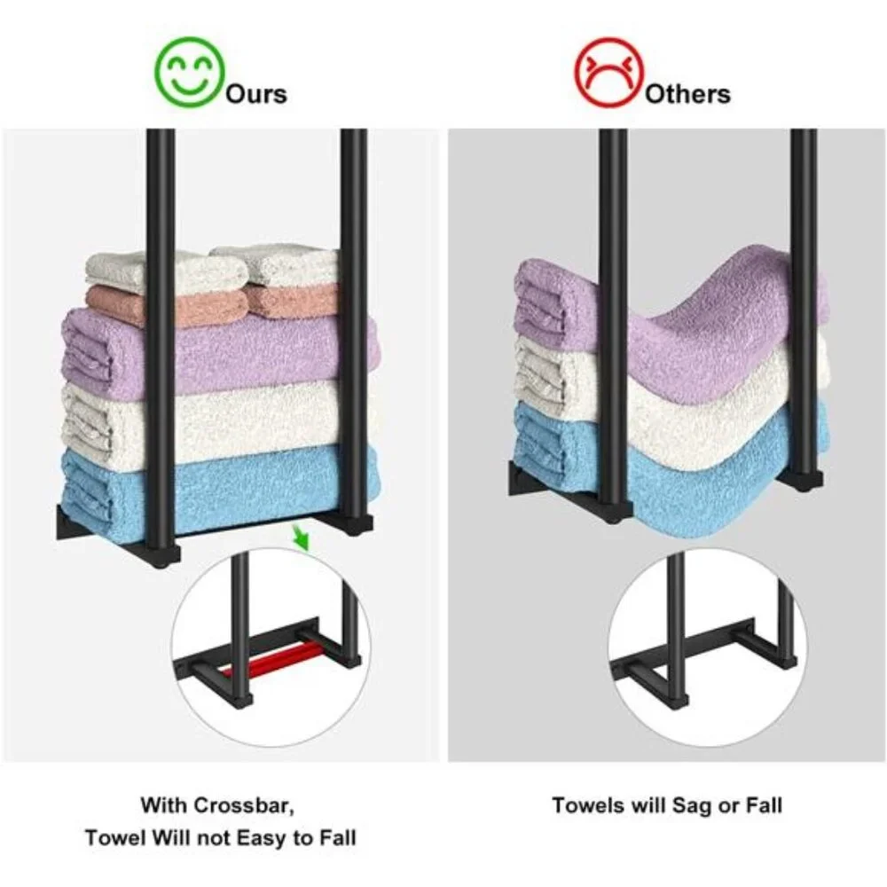 Wall Towel Rack, 2 Bar Towel Racks, Metal Bath Towel Holder, Black